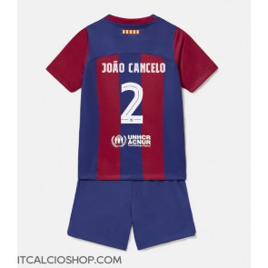 Barcelona Joao Cancelo #2 Prima Maglia Bambino 2023-24 Manica Corta (+ Pantaloni corti)